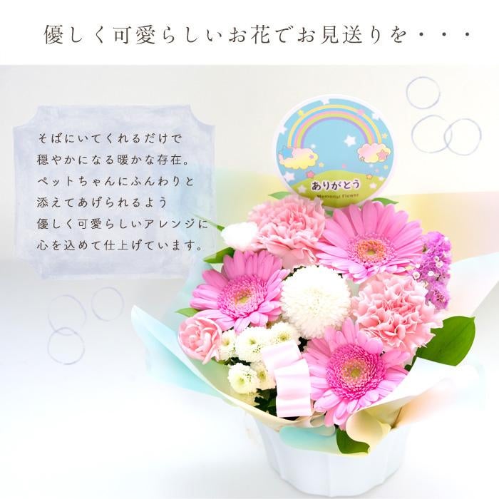 ペットお供え 虹の橋アレンジ お悔やみ アレンジメント