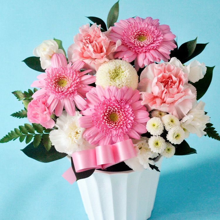 ガーベラのペットお供えアレンジ お悔やみ アレンジメント