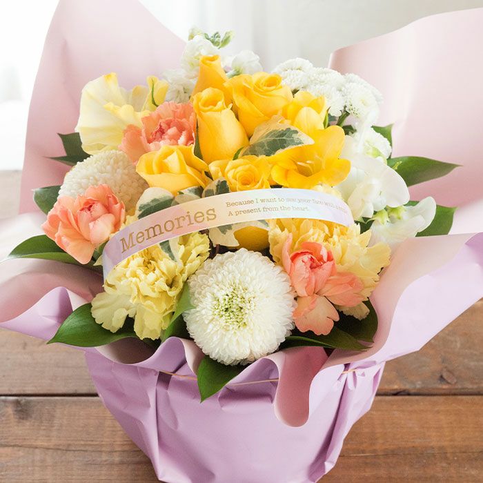 バラのペットお供えアレンジ お悔やみ アレンジメント