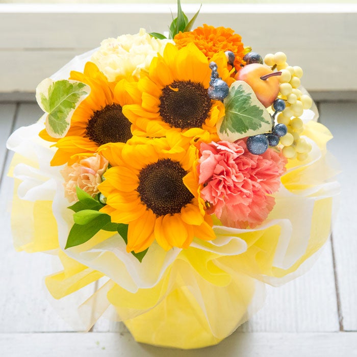 そのまま飾れる ひまわりスタンドブーケ 誕生日 花束 プレゼント