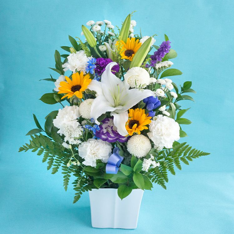 ひまわりのお供え花 清香アレンジ お悔やみ アレンジメント