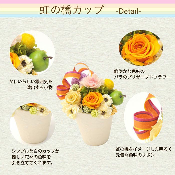 お供えプリザーブドフラワー「虹の橋」イエロー+ペット専用お線香【虹