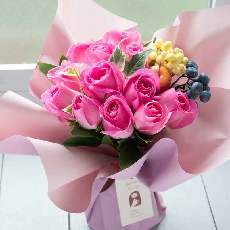 12本バラのハグブーケ 誕生日 花束 プレゼント スタンディングブーケ