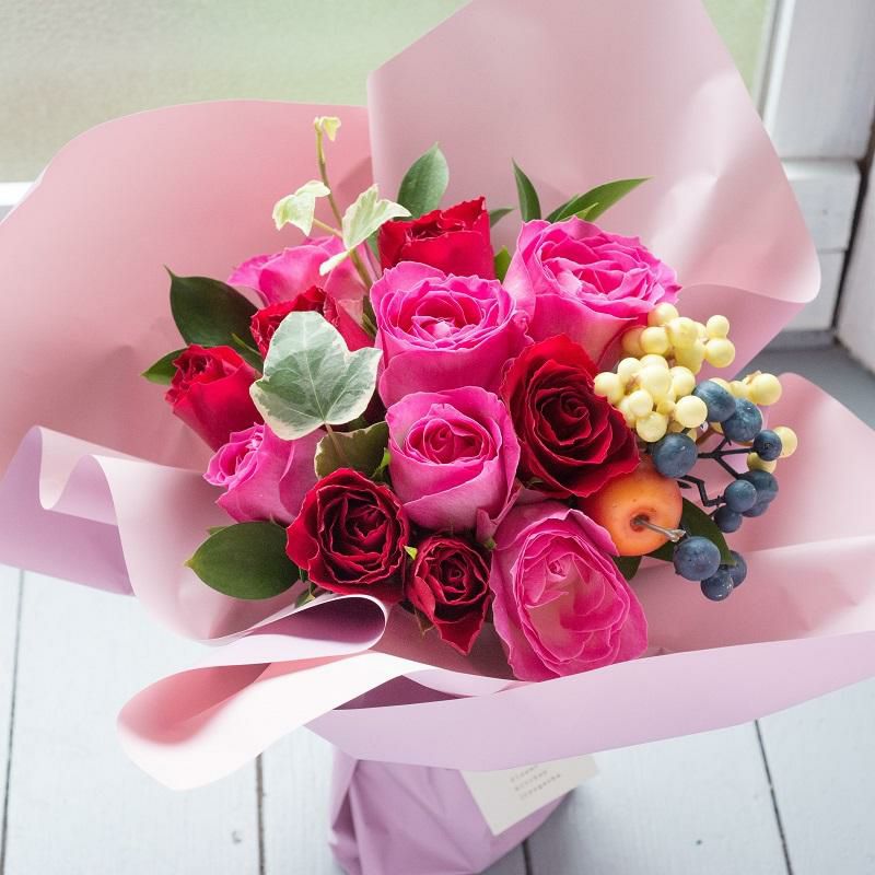 12本バラのハグブーケ 誕生日 花束 プレゼント