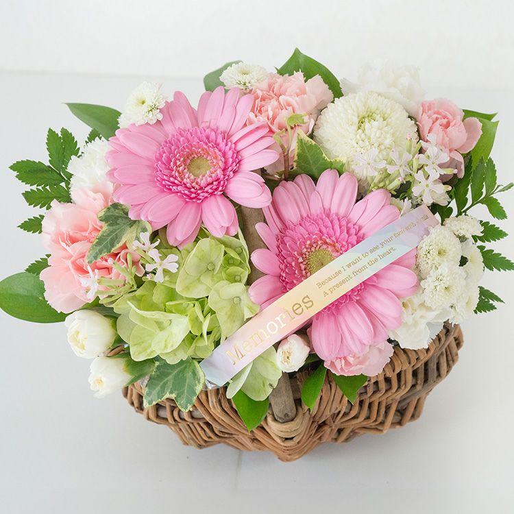 ペットのお供えバスケット お悔やみ アレンジメント