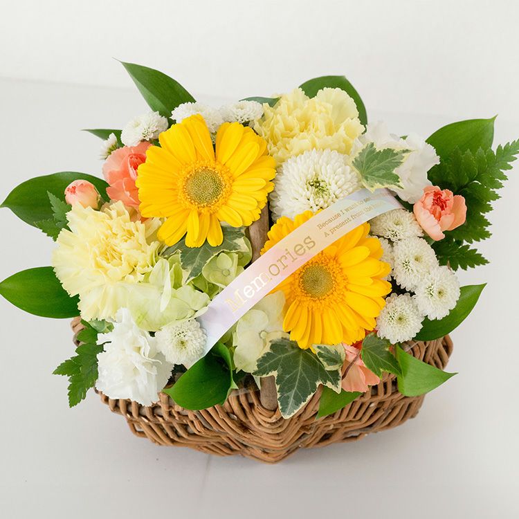 ペットのお供えバスケット お悔やみ アレンジメント