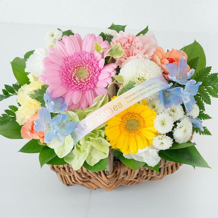 ペットのお供えバスケット お悔やみ アレンジメント