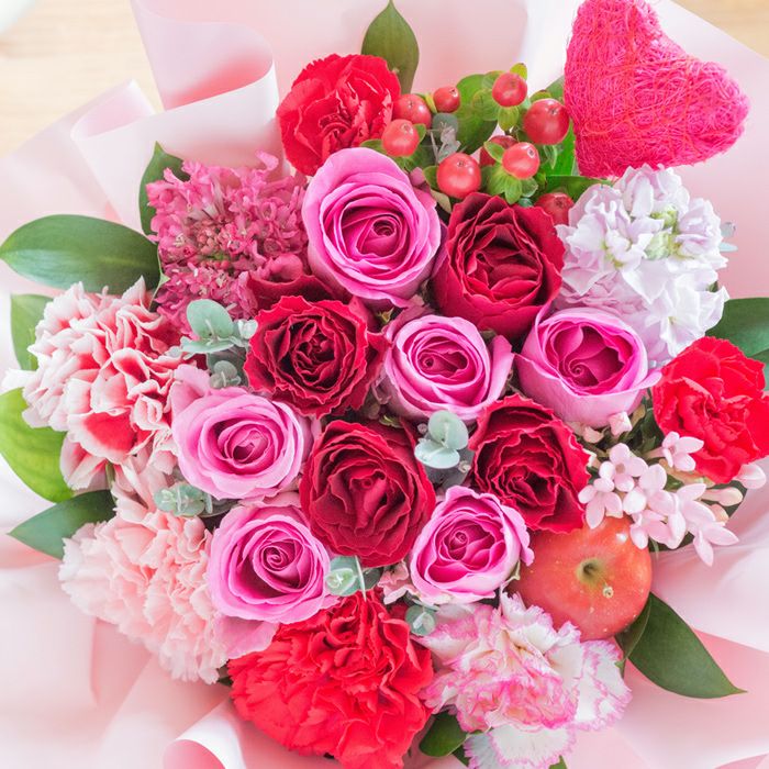 ロゼットハートアレンジ 誕生日 アレンジメント プレゼント